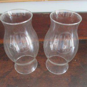 Pair of Glass Hurricane Shades 9 inches tall set of 2